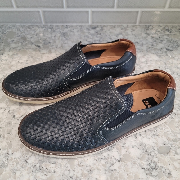 Johnston Murphy J&M Men's Sheepskin Woven Leather Slip On Shoes Lightweight 9.5M - Picture 2 of 8